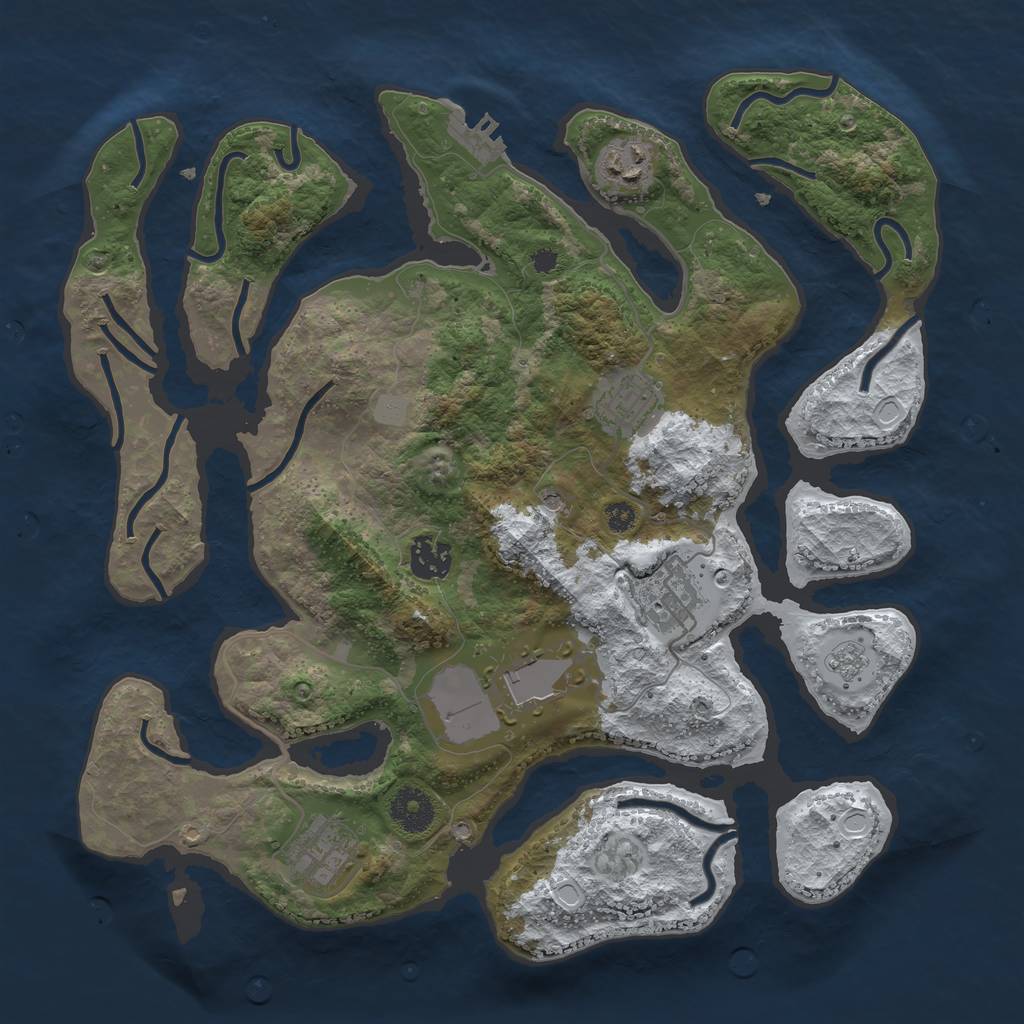 Rust Map: Procedural Map, Size: 3500, Seed: 4299556, 14 Monuments