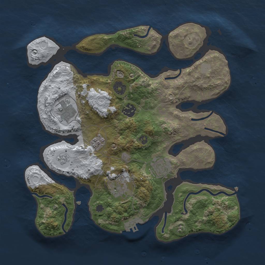 Rust Map: Procedural Map, Size: 3000, Seed: 185293, 12 Monuments