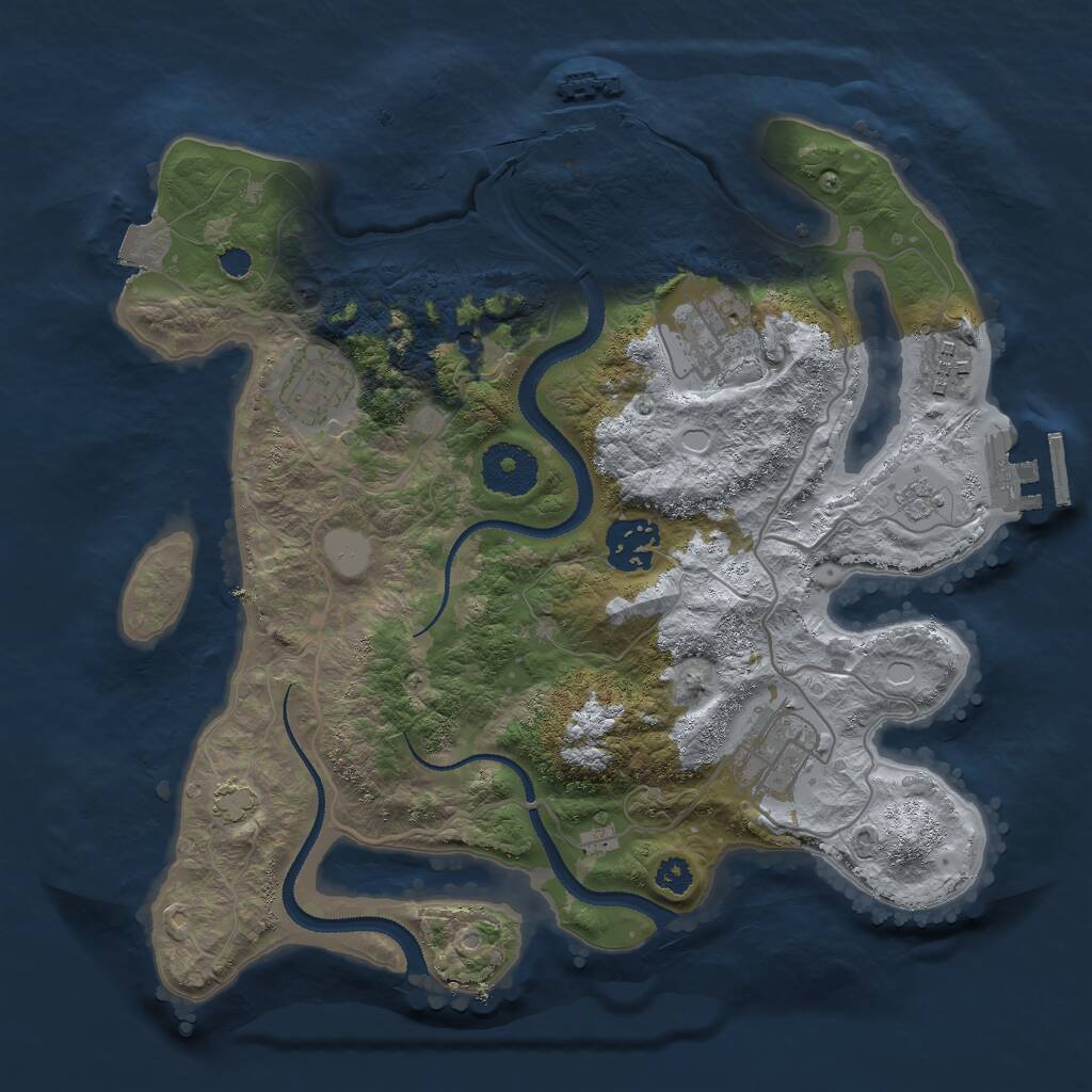 Rust Map: Procedural Map, Size: 3000, Seed: 498945, 11 Monuments