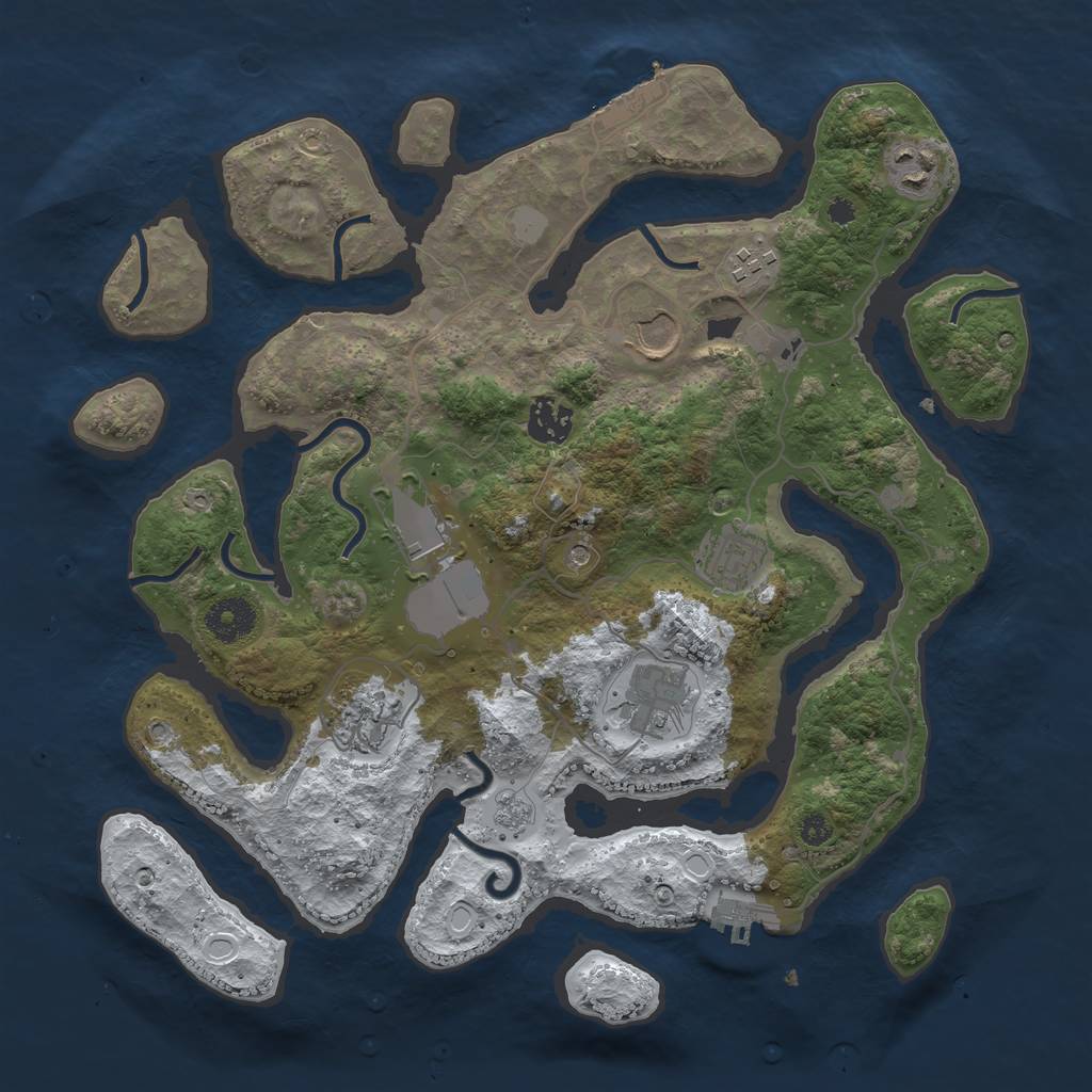 Rust Map: Procedural Map, Size: 3500, Seed: 6368301, 17 Monuments