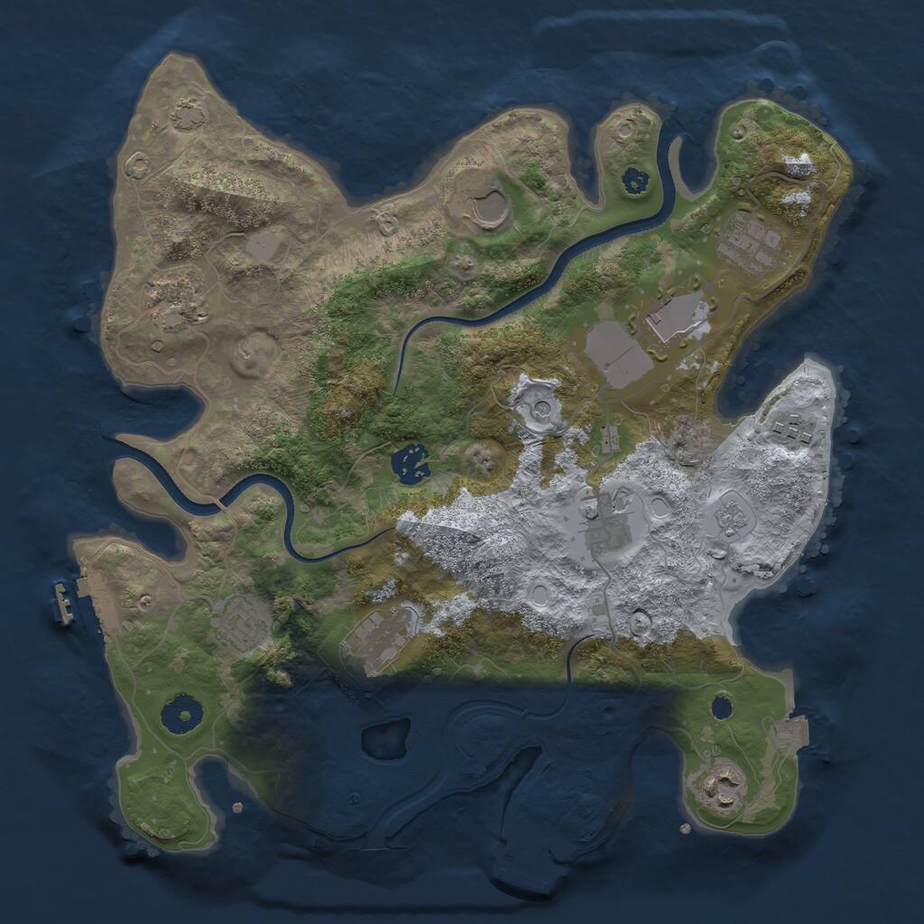 Rust Map: Procedural Map, Size: 3500, Seed: 2668172, 16 Monuments