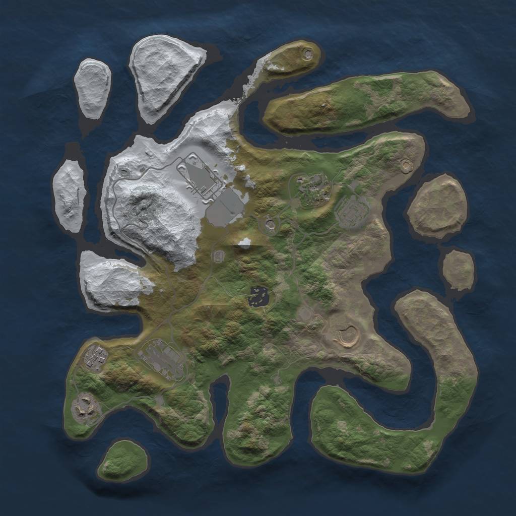 Rust Map: Barren, Size: 3500, Seed: 5518286, 11 Monuments