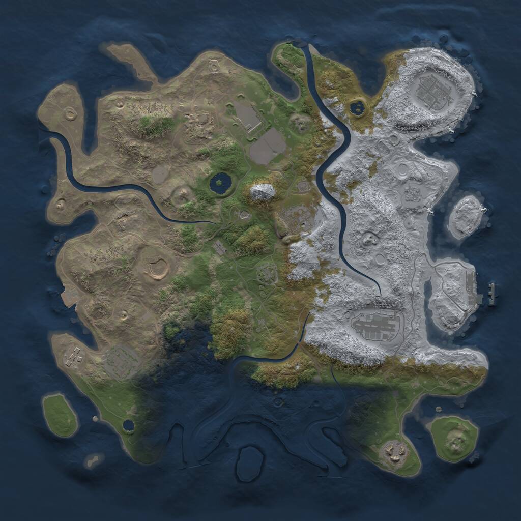Rust Map: Procedural Map, Size: 3700, Seed: 4306158, 14 Monuments
