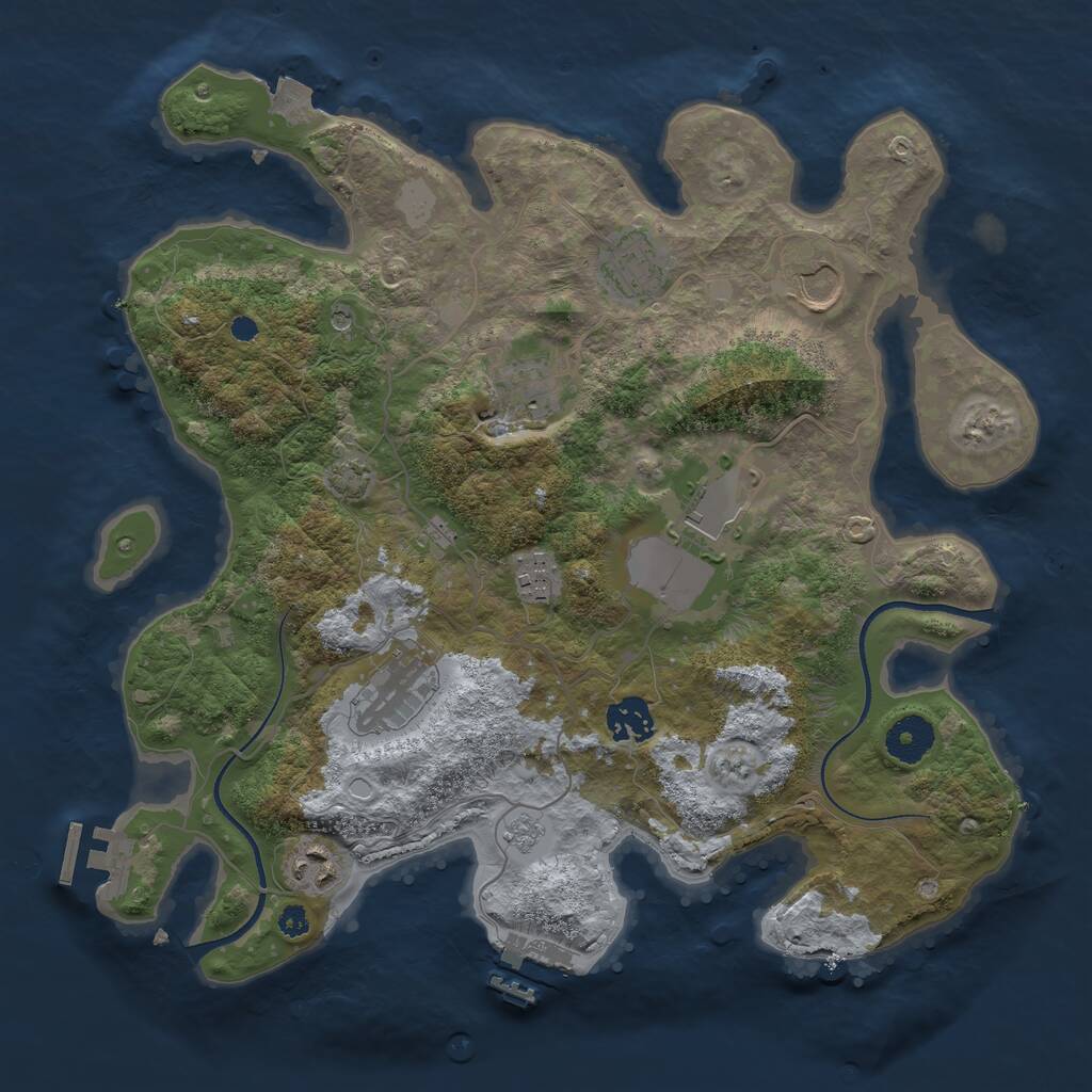 Rust Map: Procedural Map, Size: 3500, Seed: 3397602, 14 Monuments