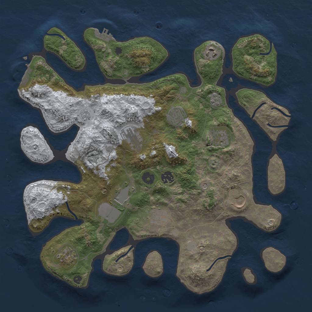 Rust Map: Procedural Map, Size: 3800, Seed: 695634392, 19 Monuments