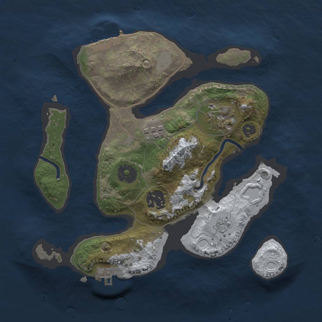 Rust Map: Procedural Map, Size: 2500, Seed: 90000, 11 Monuments