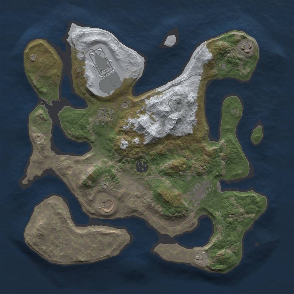 Rust Map: Barren, Size: 3500, Seed: 3534985, 10 Monuments