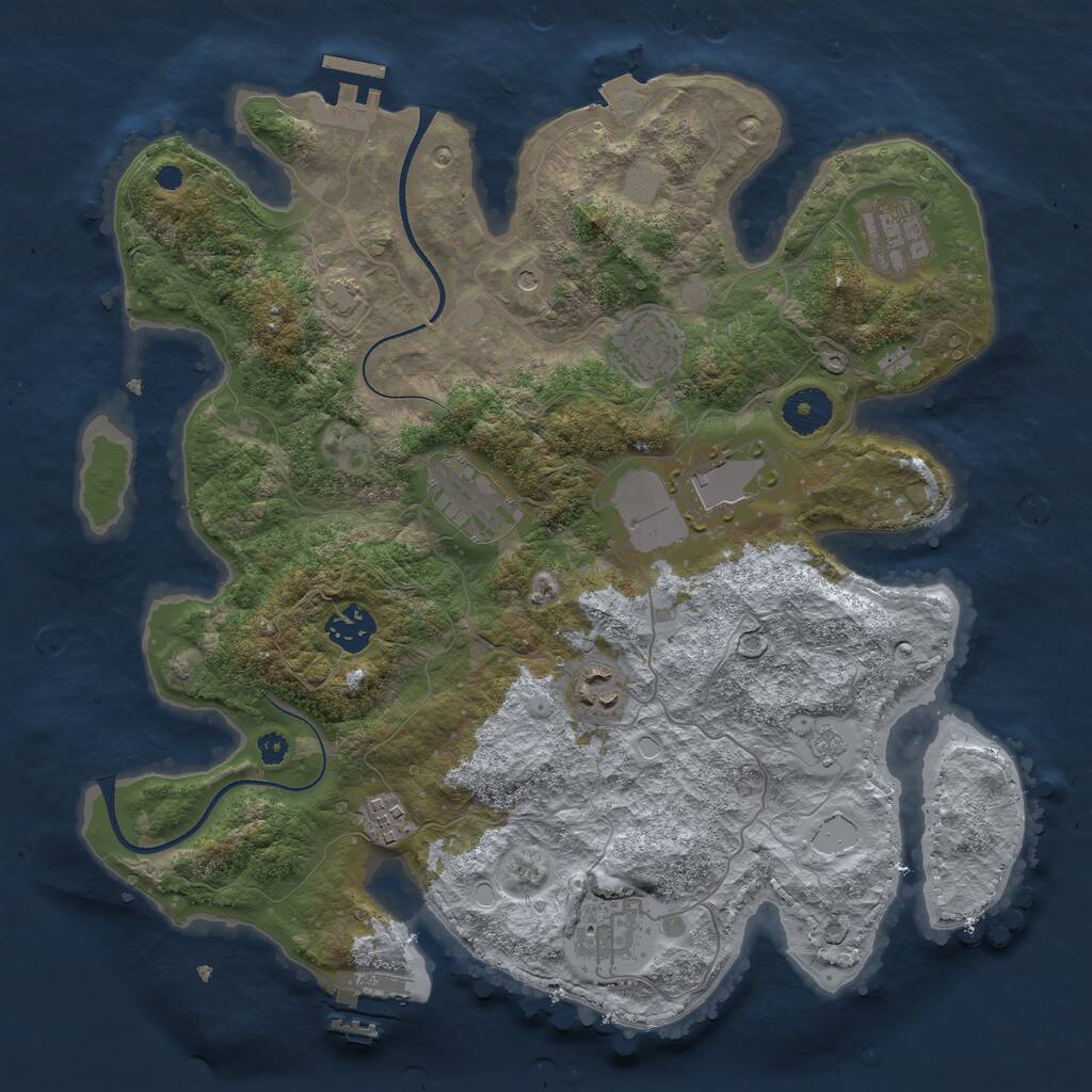 Rust Map: Procedural Map, Size: 3500, Seed: 5763671, 14 Monuments
