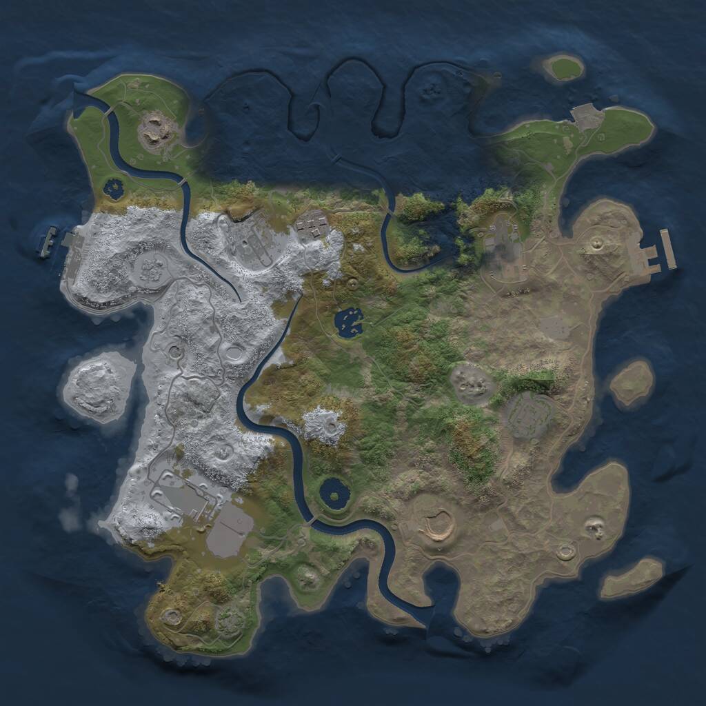 Rust Map: Procedural Map, Size: 3500, Seed: 2319695, 14 Monuments