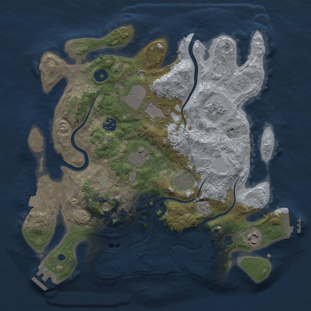 Rust Map: Procedural Map, Size: 3500, Seed: 2390231, 13 Monuments