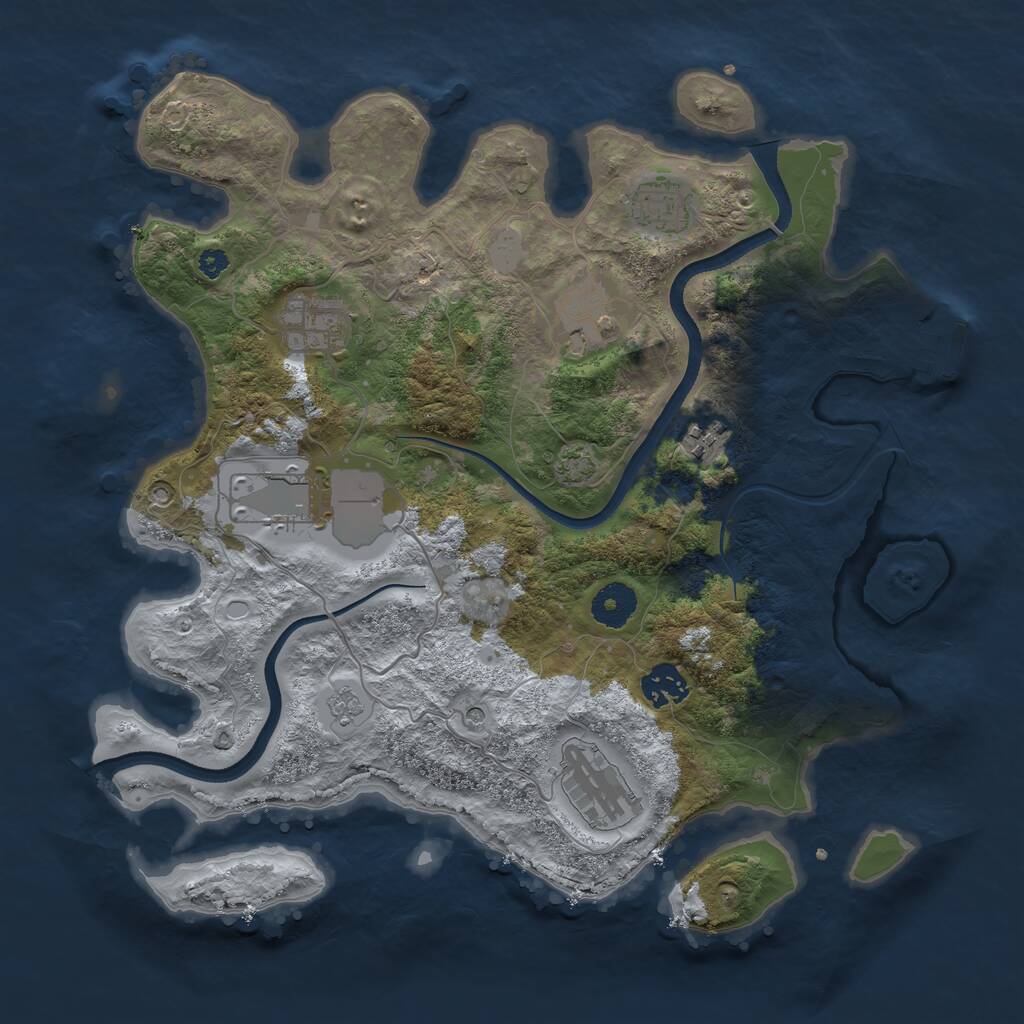 Rust Map: Procedural Map, Size: 3500, Seed: 786799, 12 Monuments