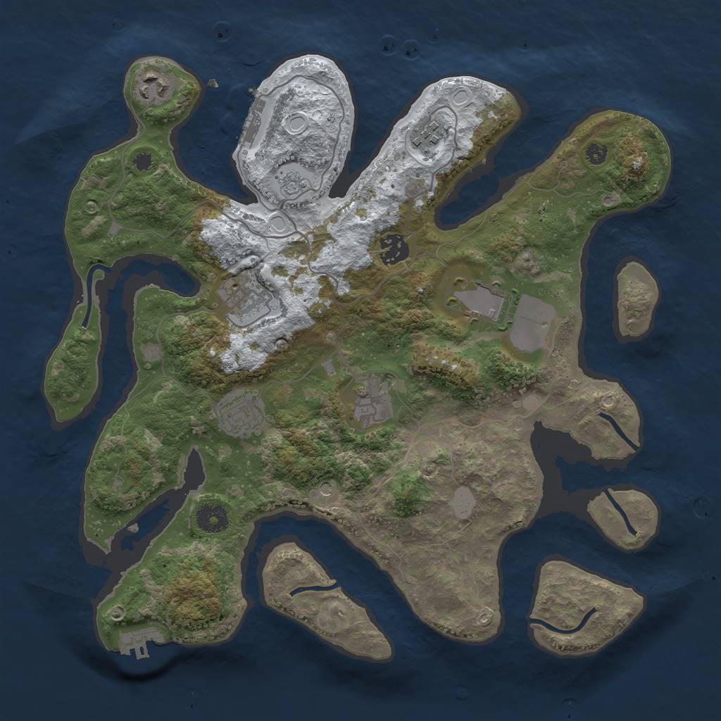 Rust Map: Procedural Map, Size: 3500, Seed: 54353453, 16 Monuments