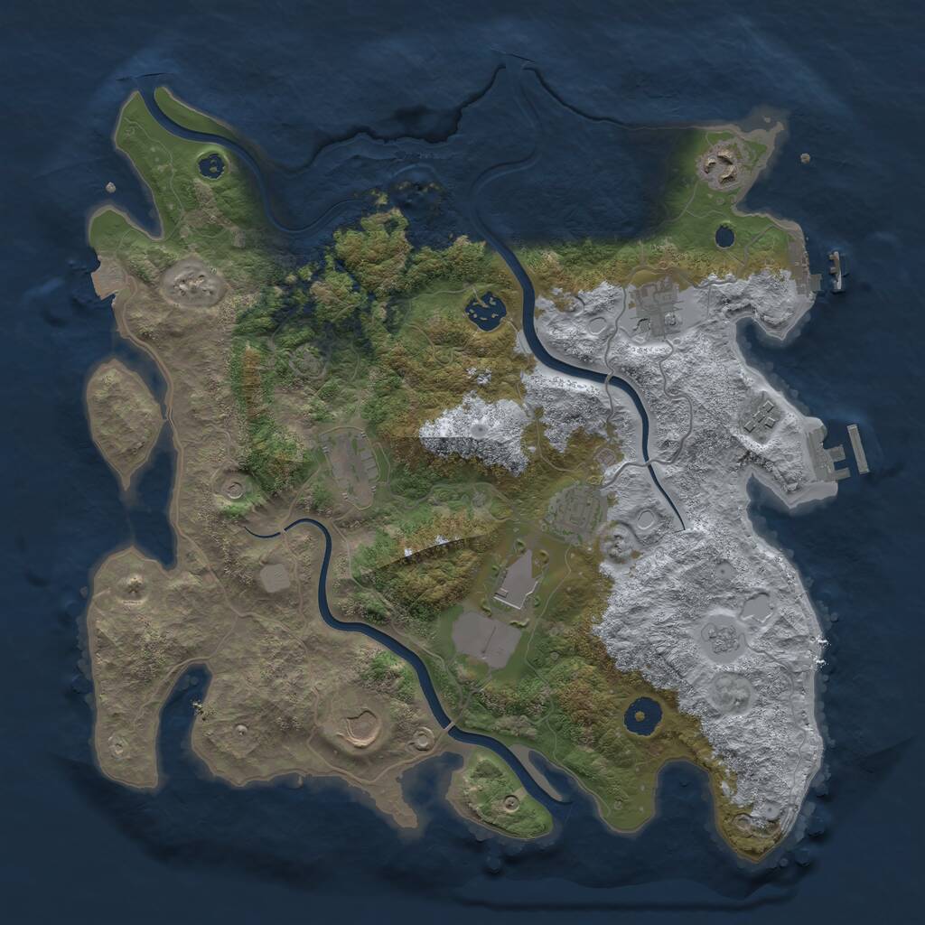 Rust Map: Procedural Map, Size: 3750, Seed: 886336, 14 Monuments