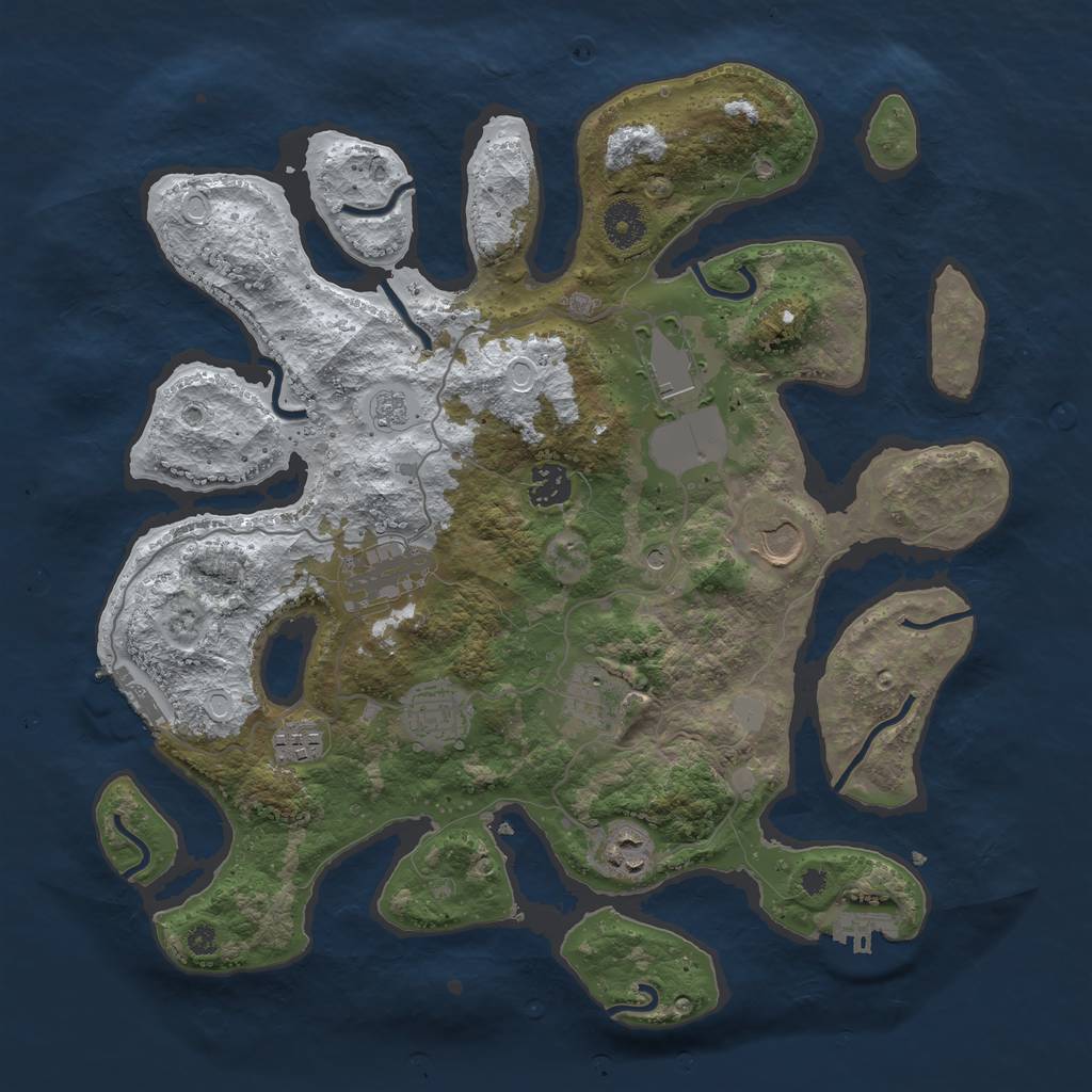 Rust Map: Procedural Map, Size: 3700, Seed: 1317284, 17 Monuments