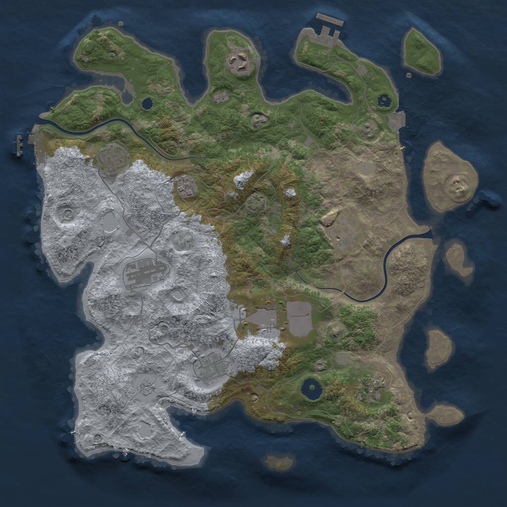 Rust Map: Procedural Map, Size: 3700, Seed: 5843679, 14 Monuments