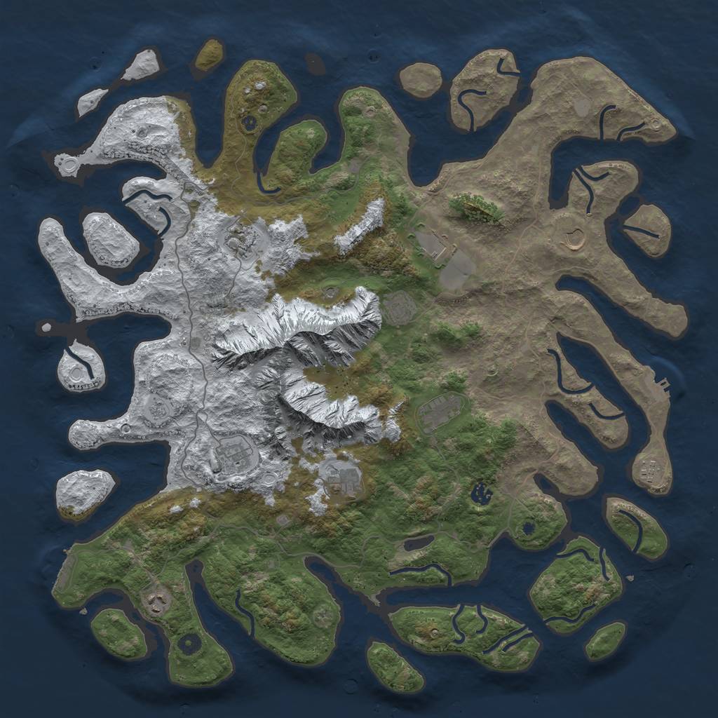 Rust Map: Procedural Map, Size: 5000, Seed: 12245, 19 Monuments
