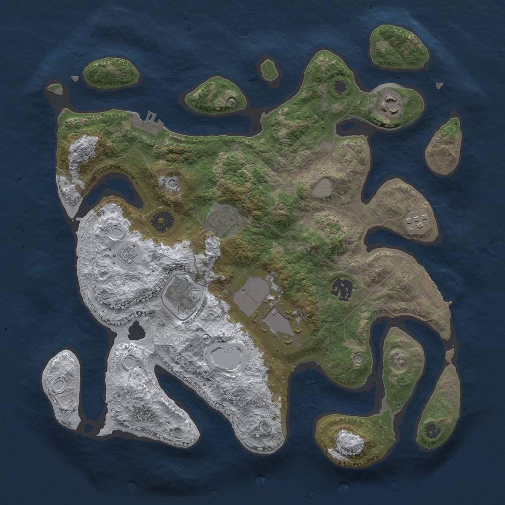 Rust Map: Procedural Map, Size: 3500, Seed: 42425, 15 Monuments