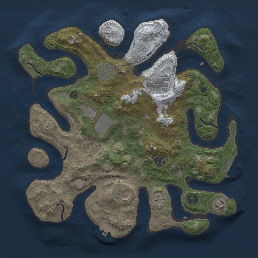 Rust Map: Procedural Map, Size: 3500, Seed: 1451895, 16 Monuments