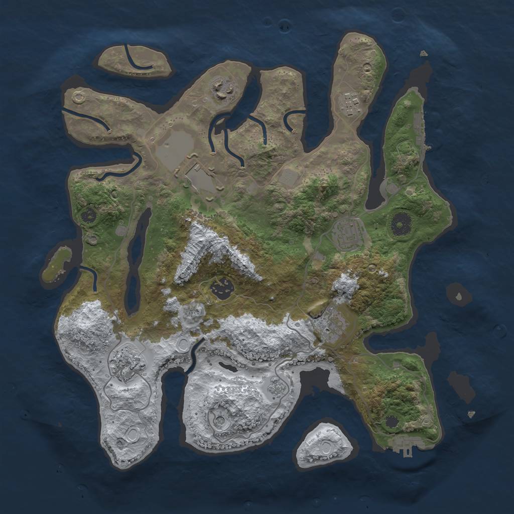 Rust Map: Procedural Map, Size: 3500, Seed: 1283466, 16 Monuments