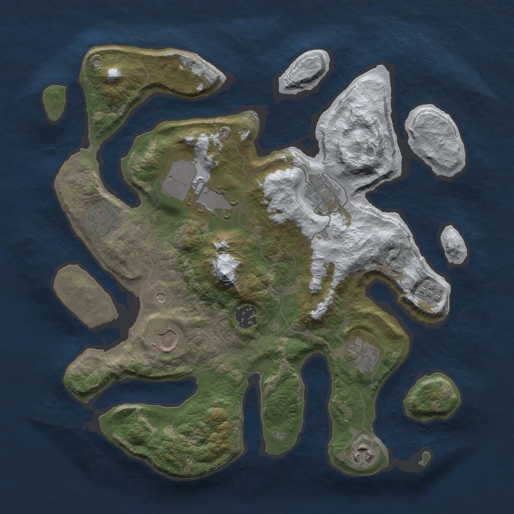 Rust Map: Barren, Size: 3500, Seed: 1112546, 11 Monuments