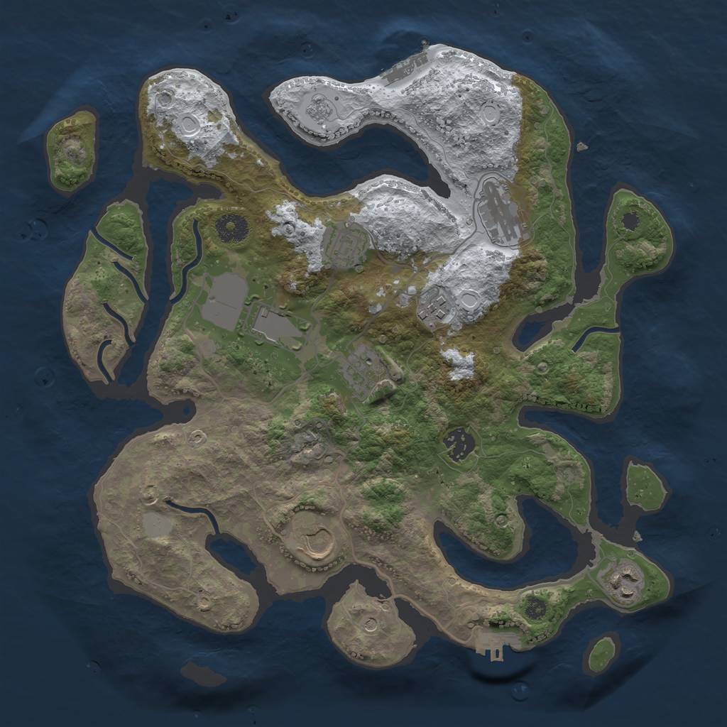 Rust Map: Procedural Map, Size: 3500, Seed: 4900750, 17 Monuments