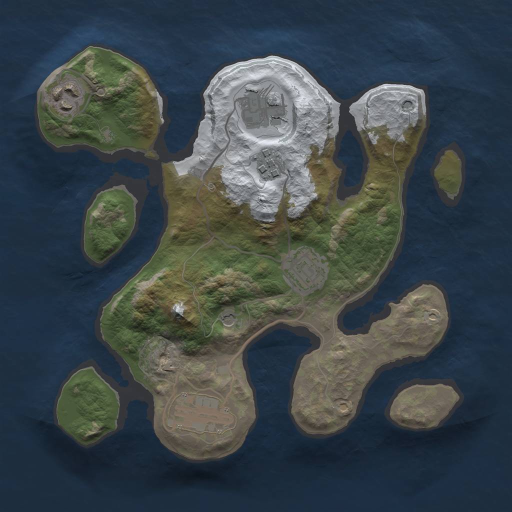 Rust Map: Barren, Size: 2600, Seed: 1, 8 Monuments
