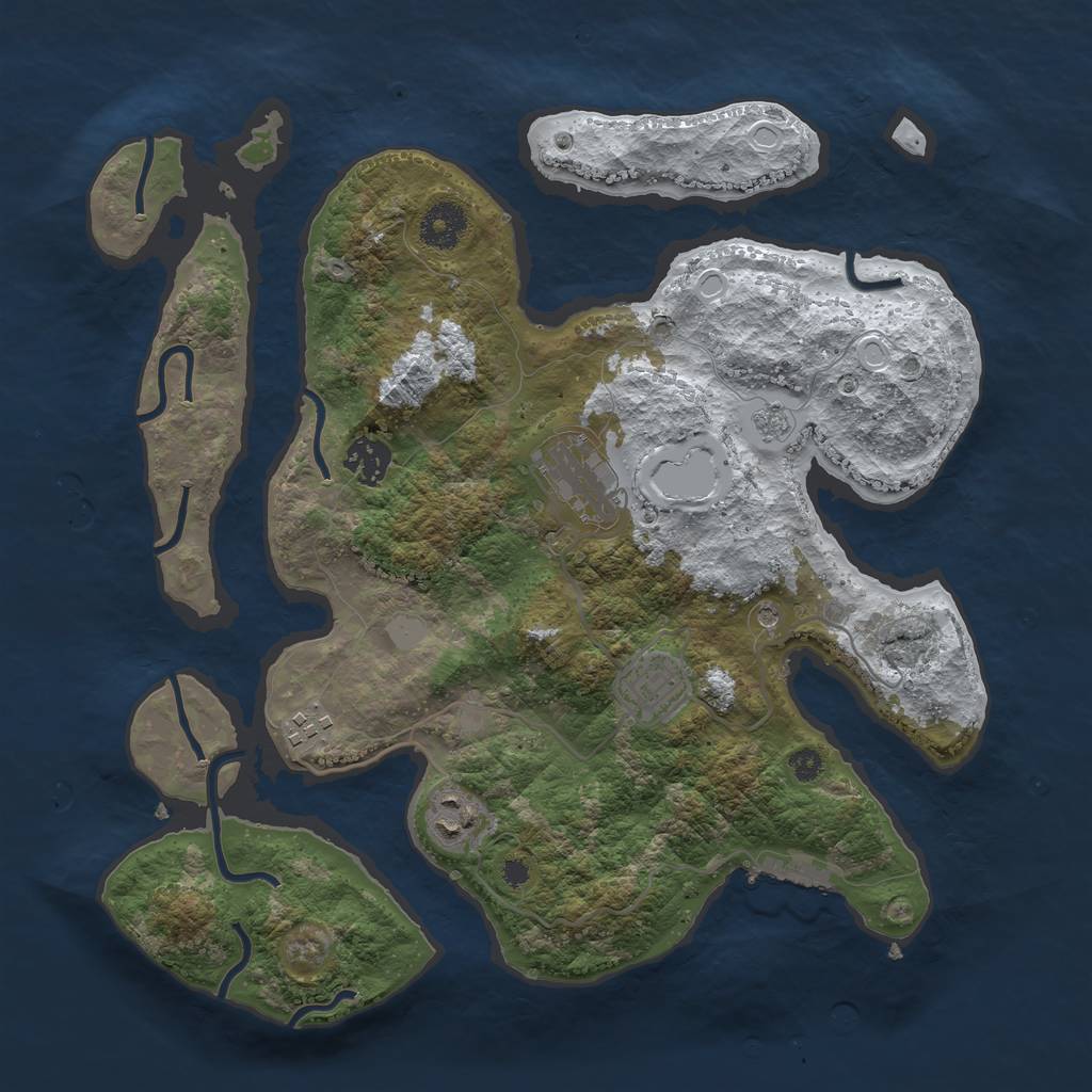 Rust Map: Procedural Map, Size: 3500, Seed: 609177, 13 Monuments