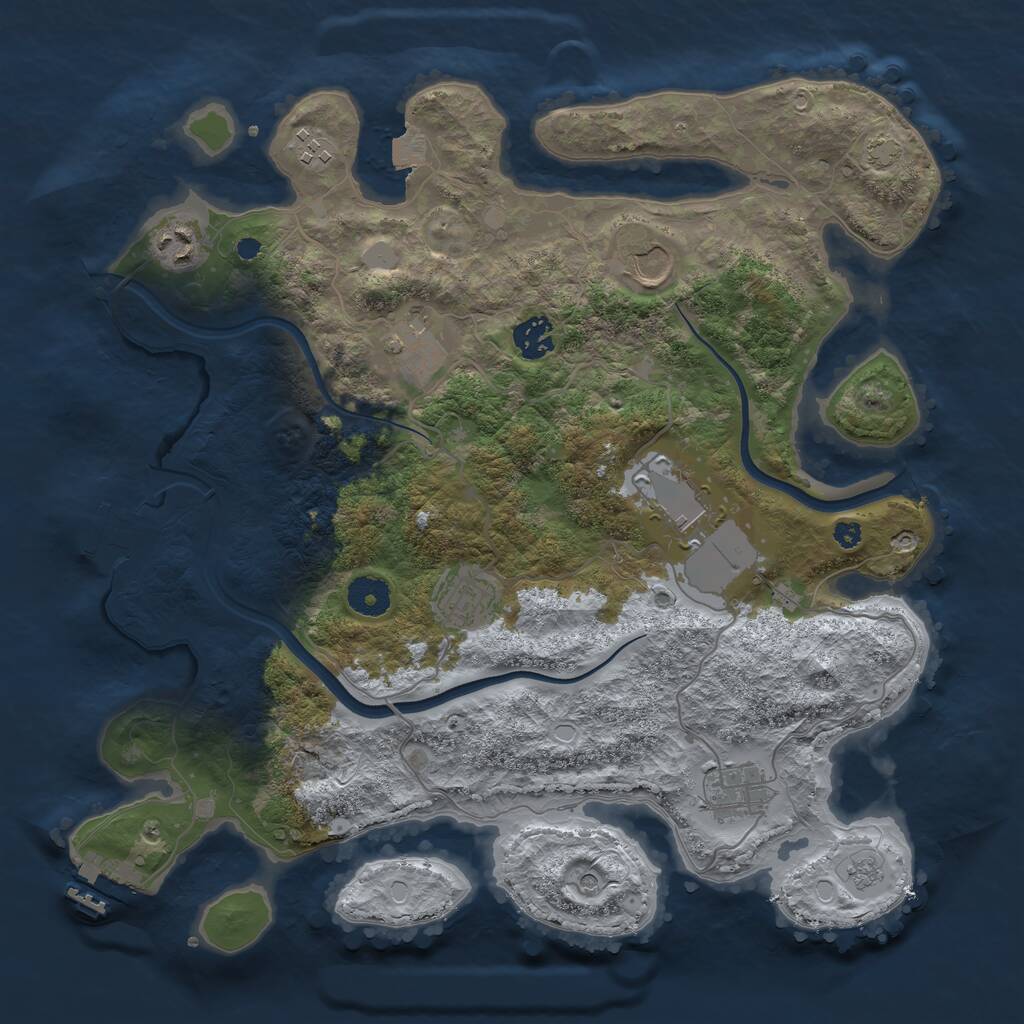 Rust Map: Procedural Map, Size: 3700, Seed: 3369109, 14 Monuments