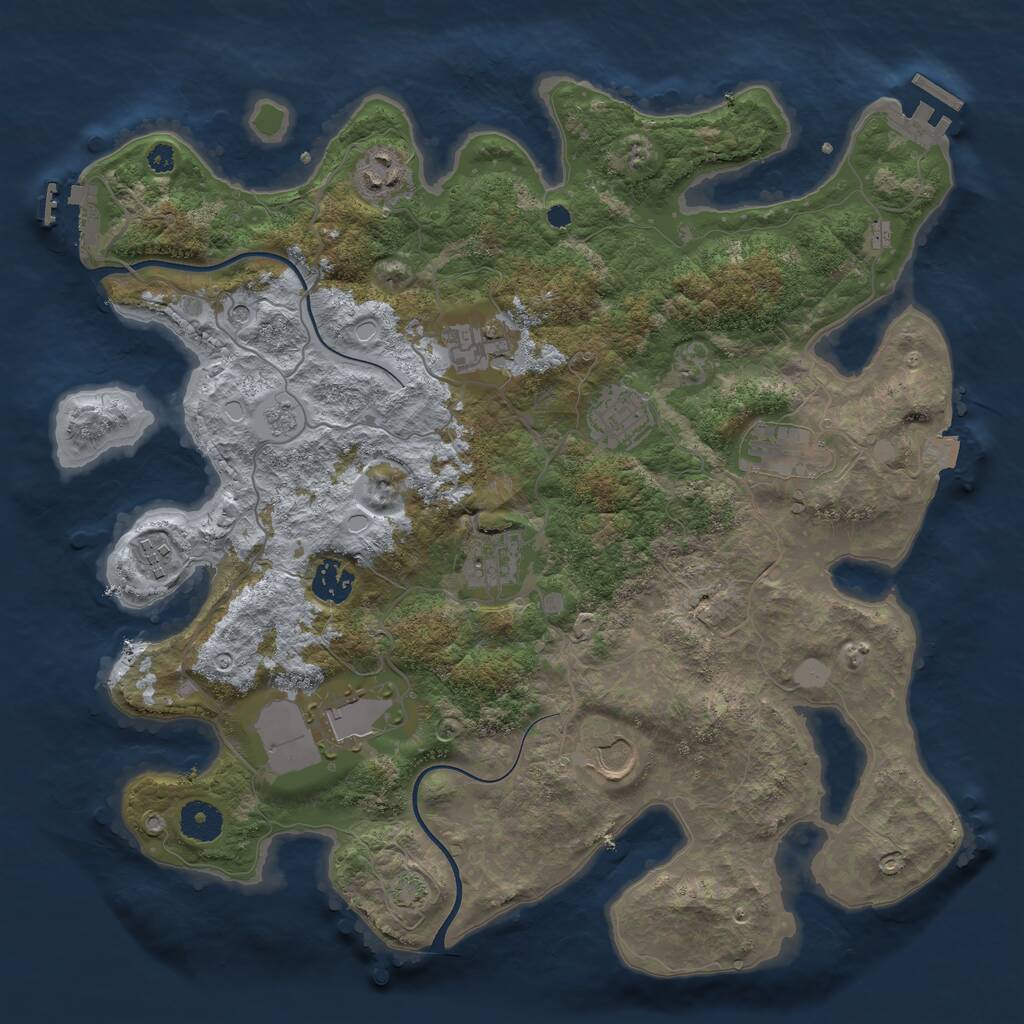 Rust Map: Procedural Map, Size: 3700, Seed: 1497368, 15 Monuments