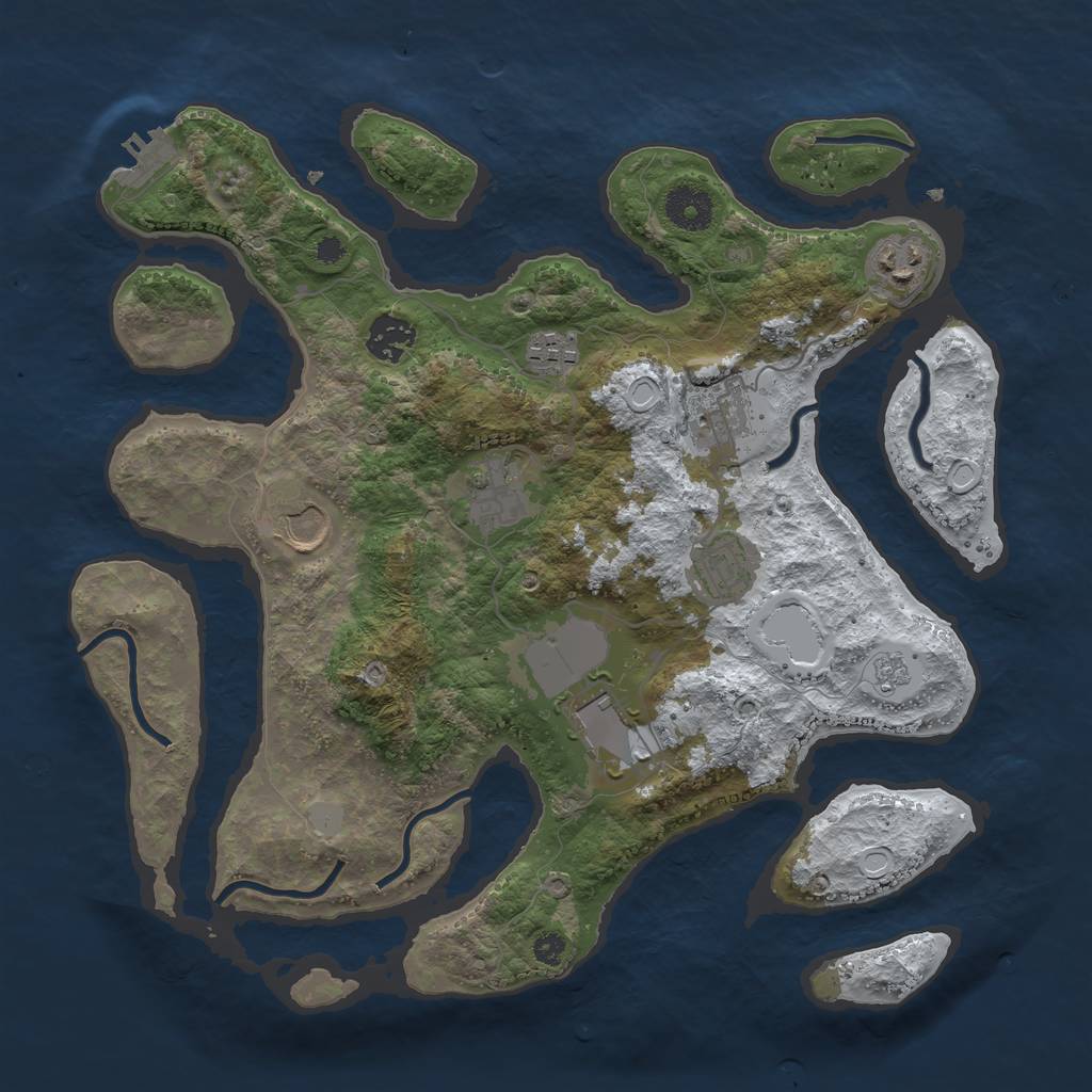 Rust Map: Procedural Map, Size: 3500, Seed: 1601201, 15 Monuments