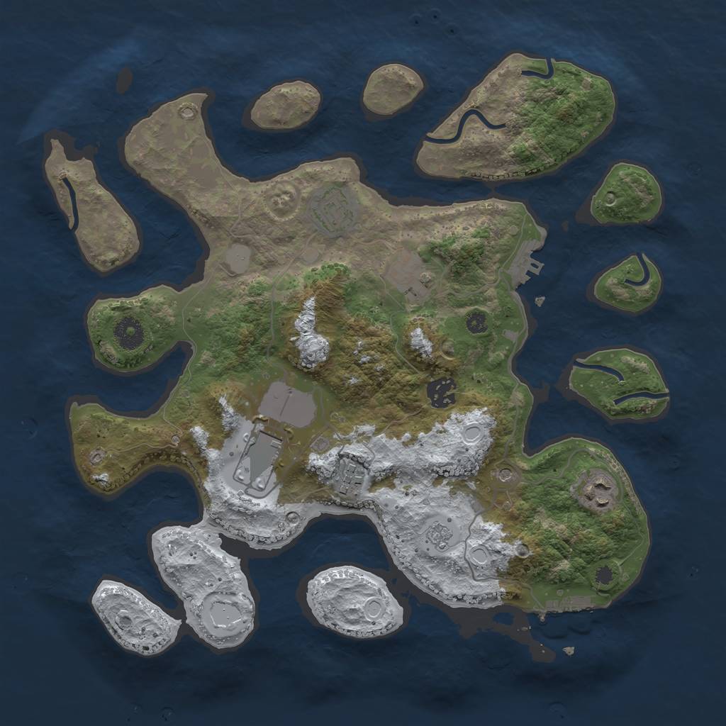 Rust Map: Procedural Map, Size: 3500, Seed: 2986162, 15 Monuments