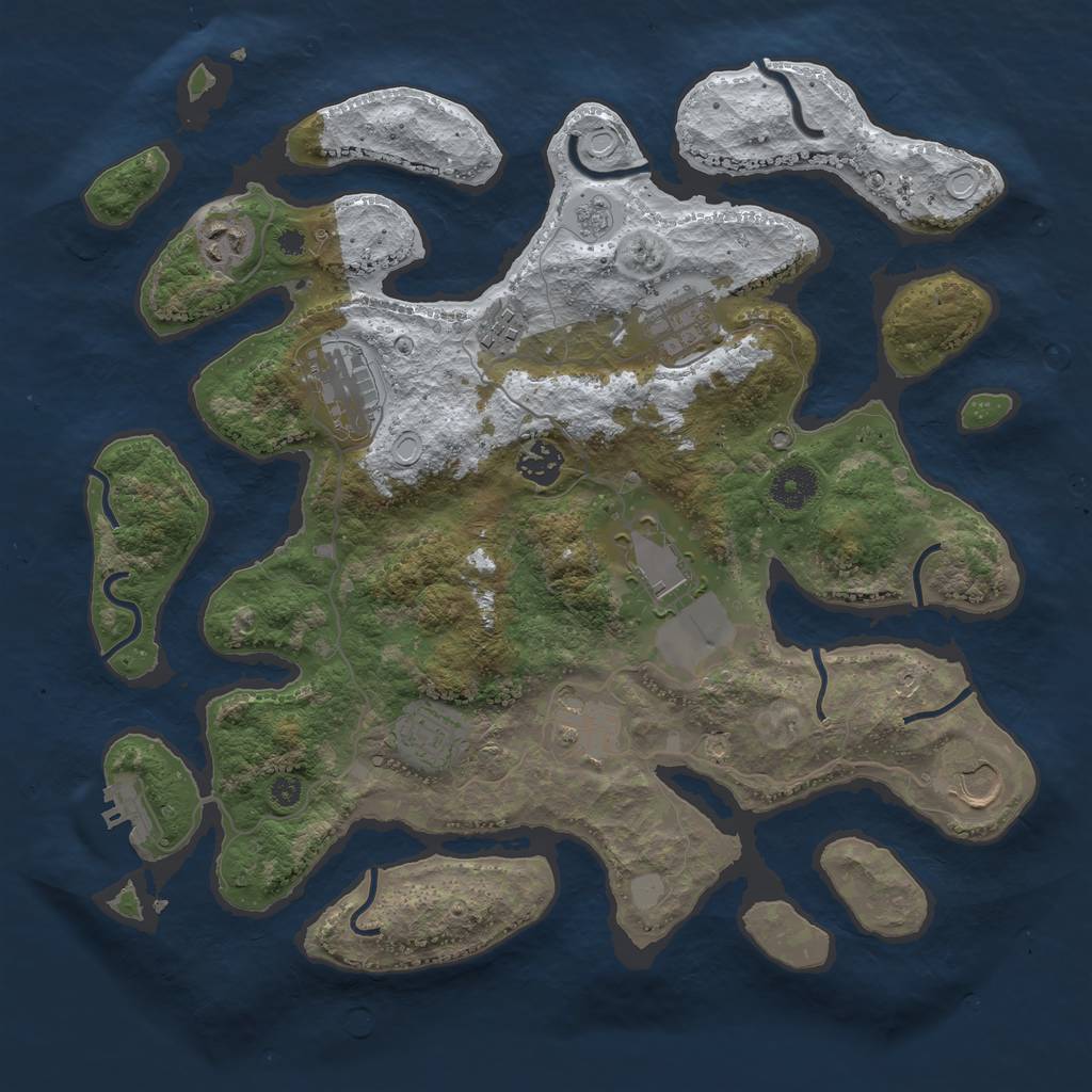 Rust Map: Procedural Map, Size: 3700, Seed: 2393509, 16 Monuments