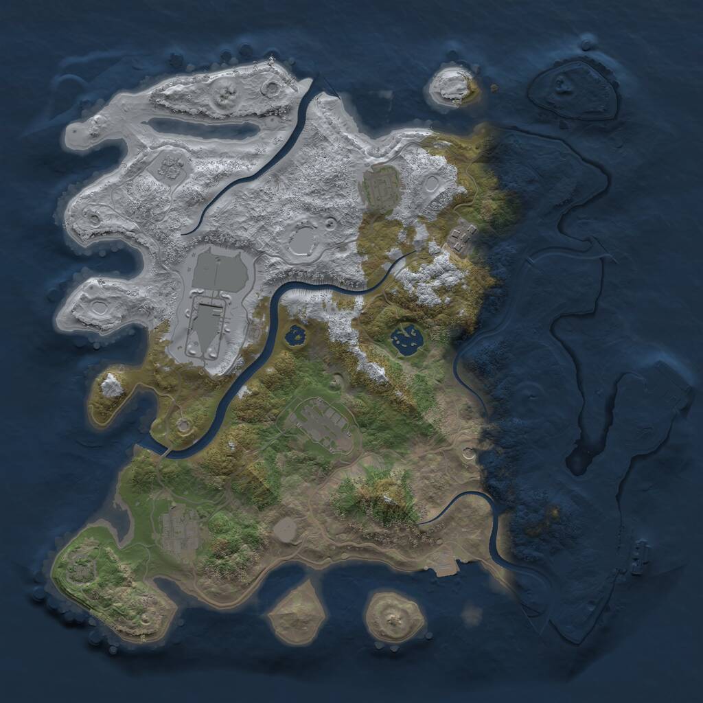 Rust Map: Procedural Map, Size: 3500, Seed: 364764504, 12 Monuments