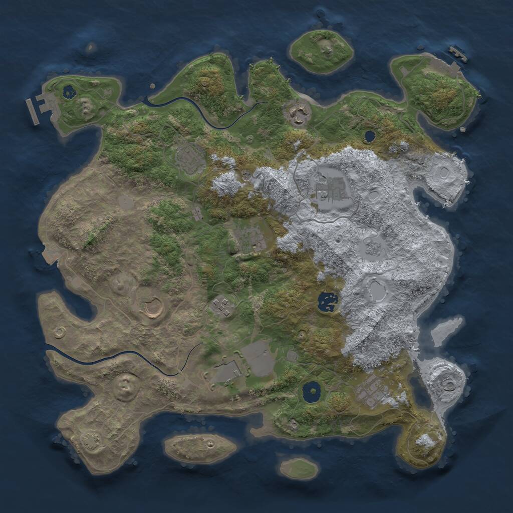 Rust Map: Procedural Map, Size: 3800, Seed: 334213665, 15 Monuments
