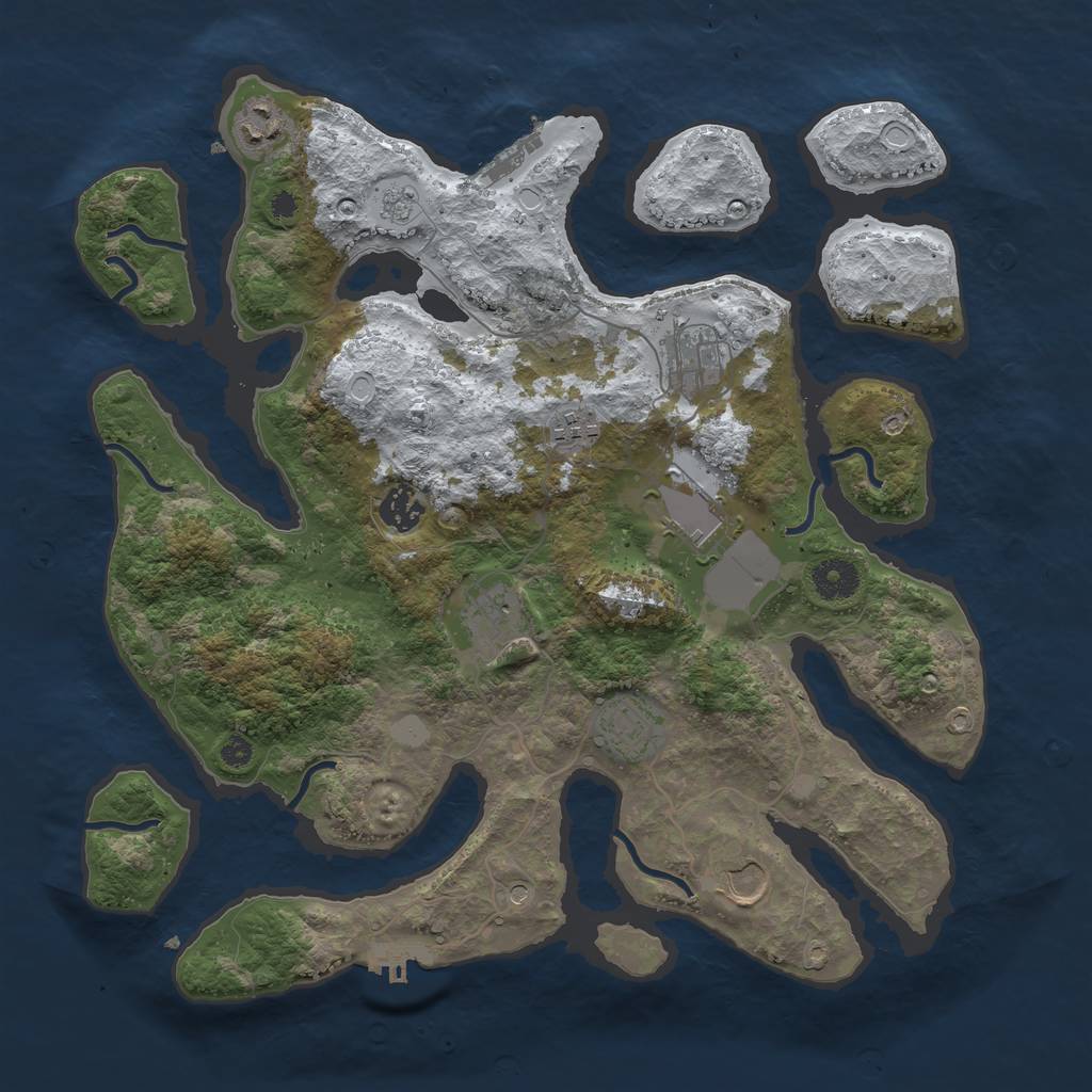 Rust Map: Procedural Map, Size: 3700, Seed: 5883220, 17 Monuments