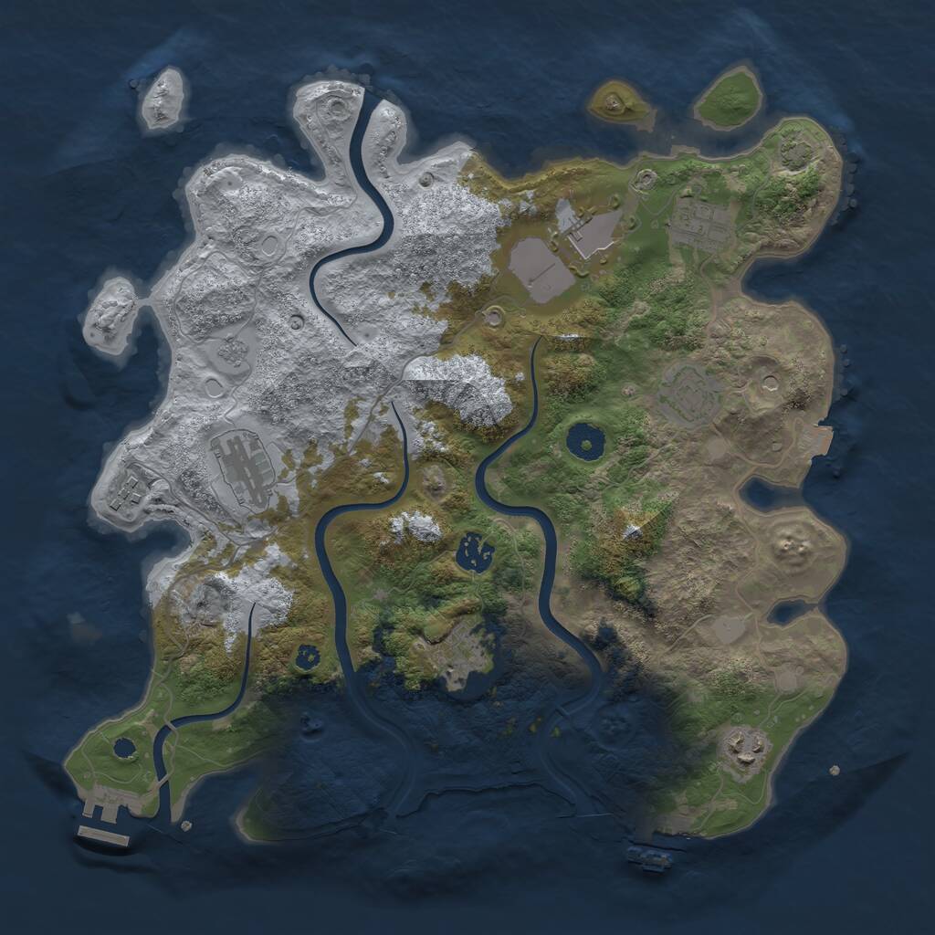 Rust Map: Procedural Map, Size: 3700, Seed: 3864276, 14 Monuments