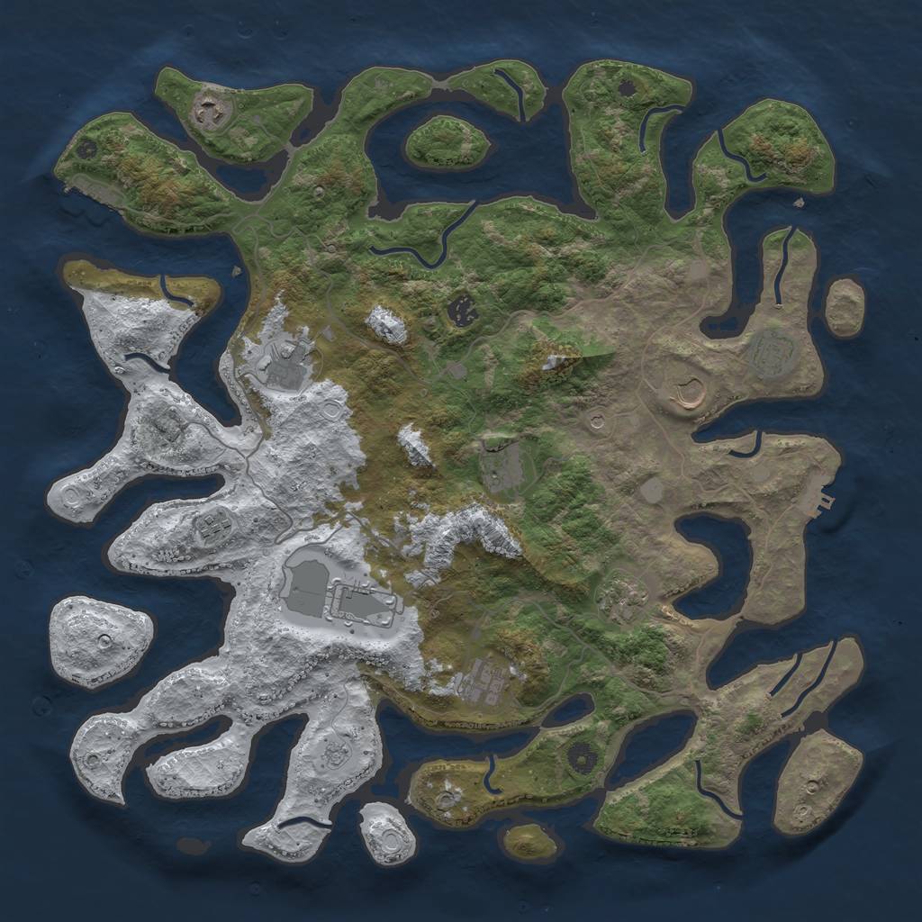 Rust Map: Procedural Map, Size: 4500, Seed: 8868, 19 Monuments
