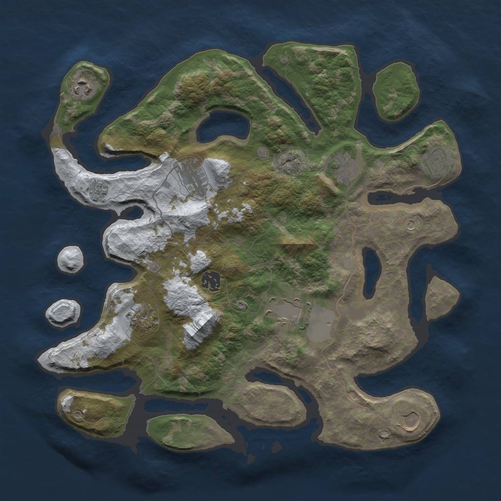 Rust Map: Barren, Size: 3800, Seed: 909666, 12 Monuments