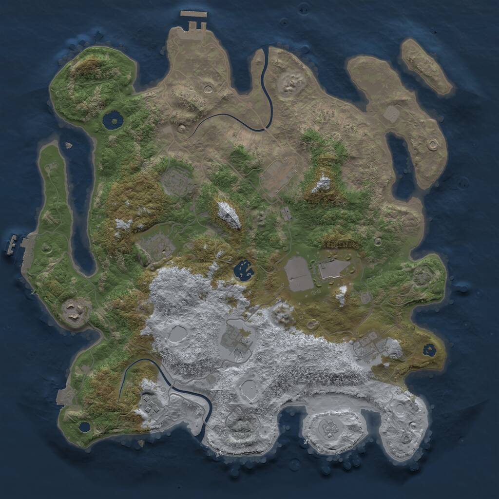 Rust Map: Procedural Map, Size: 3800, Seed: 80, 15 Monuments
