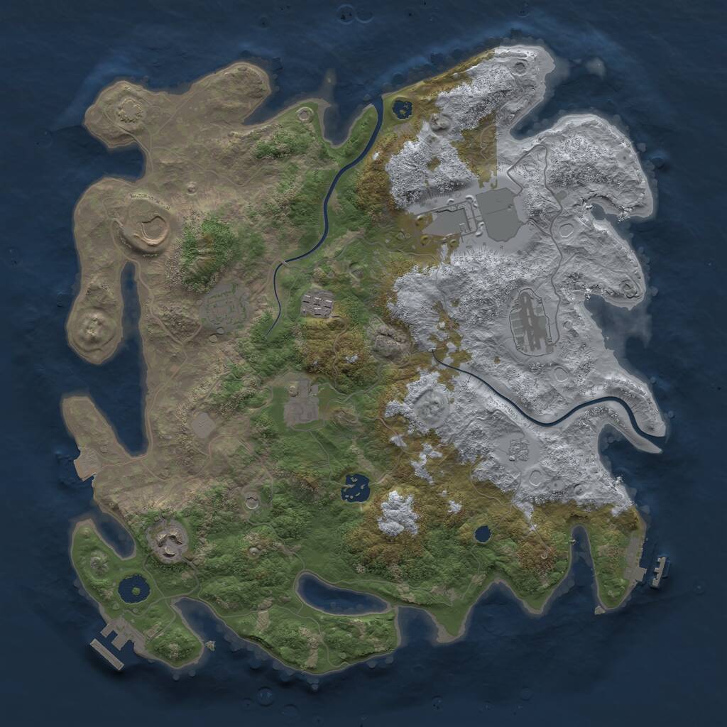 Rust Map: Procedural Map, Size: 3700, Seed: 3329466, 14 Monuments