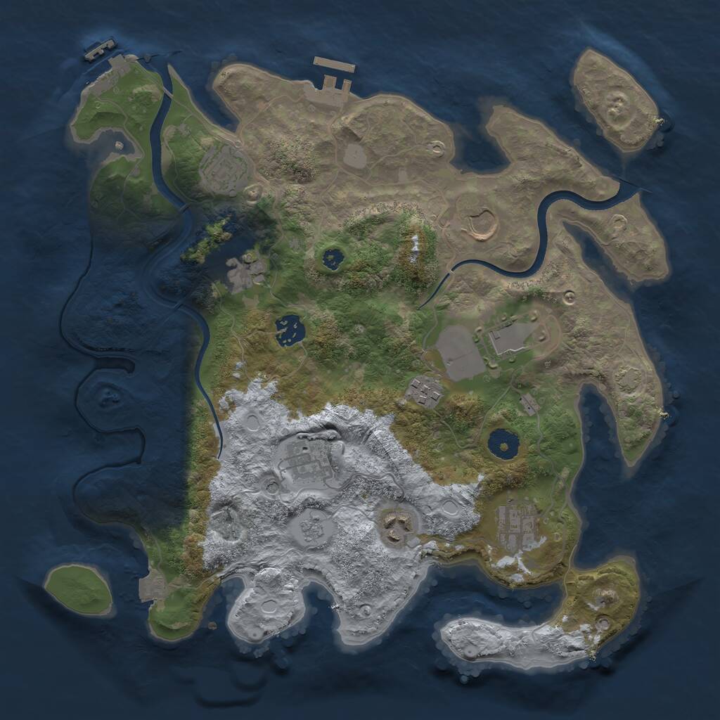 Rust Map: Procedural Map, Size: 3500, Seed: 4887368, 15 Monuments