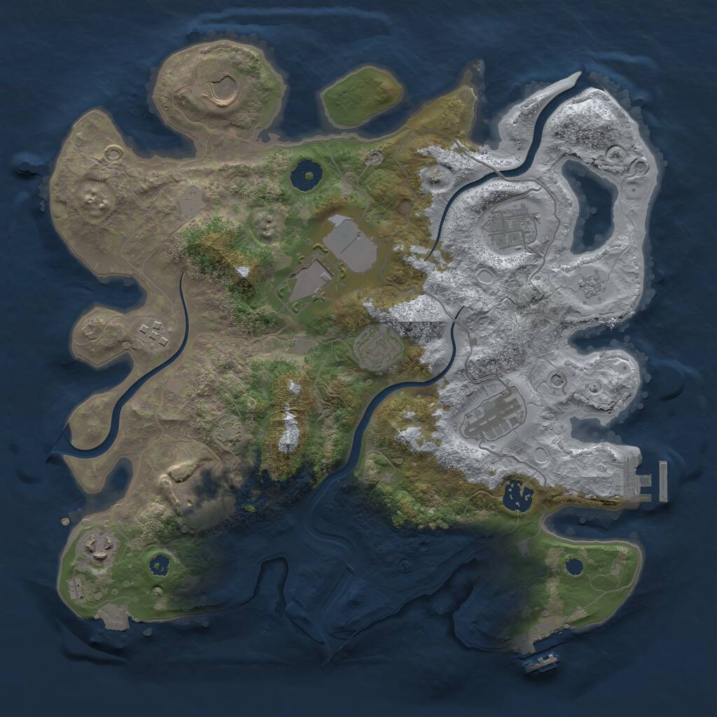 Rust Map: Procedural Map, Size: 3500, Seed: 5125970, 15 Monuments