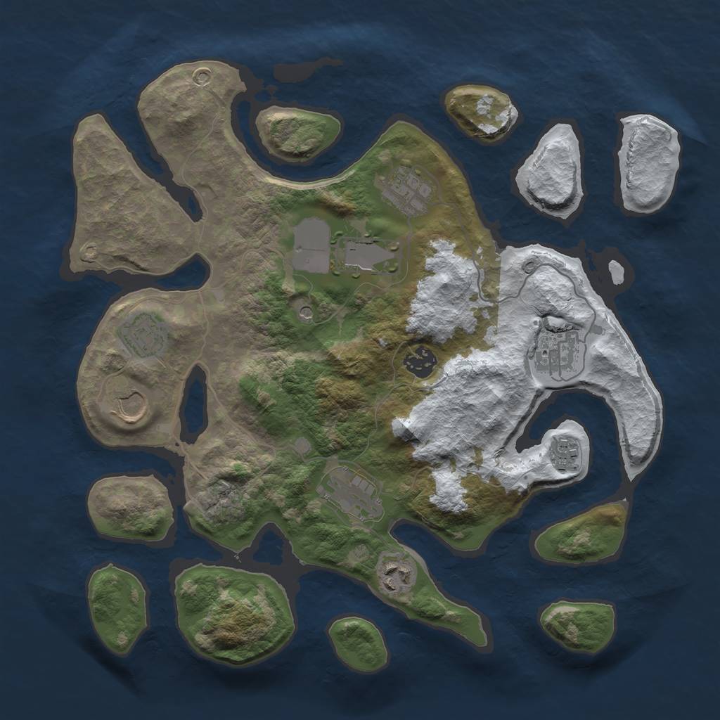 Rust Map: Barren, Size: 3500, Seed: 152732, 12 Monuments