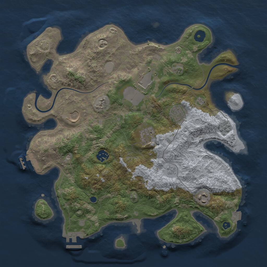 Rust Map: Procedural Map, Size: 3500, Seed: 2784581, 13 Monuments