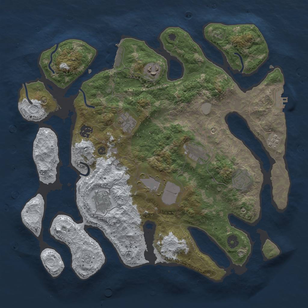 Rust Map: Procedural Map, Size: 3700, Seed: 2341918, 17 Monuments
