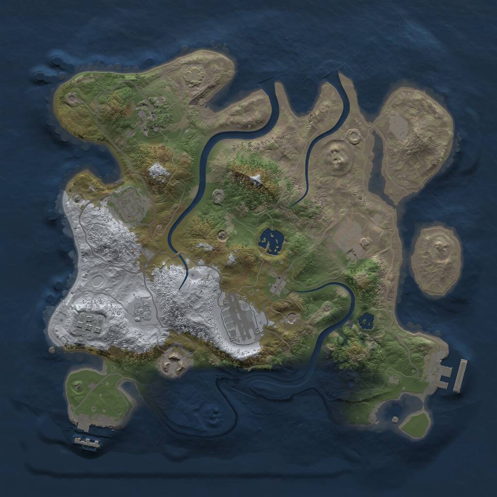 Rust Map: Procedural Map, Size: 3000, Seed: 5465, 13 Monuments