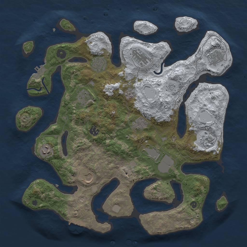 Rust Map: Procedural Map, Size: 3850, Seed: 772562763, 20 Monuments