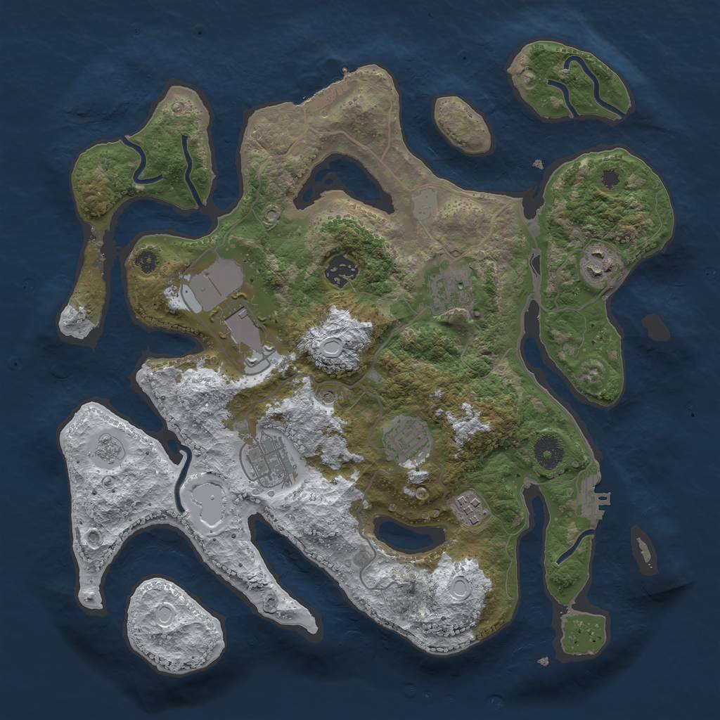Rust Map: Procedural Map, Size: 3500, Seed: 2972786, 16 Monuments