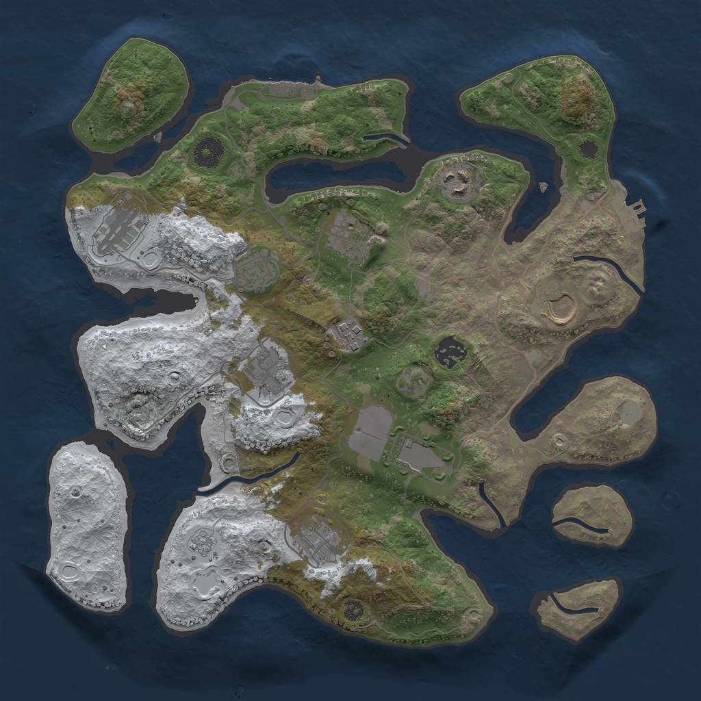 Rust Map: Procedural Map, Size: 3500, Seed: 1407351, 18 Monuments