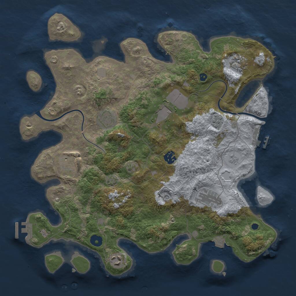 Rust Map: Procedural Map, Size: 3700, Seed: 3009452, 14 Monuments